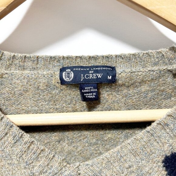 J.Crew 100% Lambswool V Neck Argyle Sweater Size Medium Premium Lambswool - Picture 3 of 10